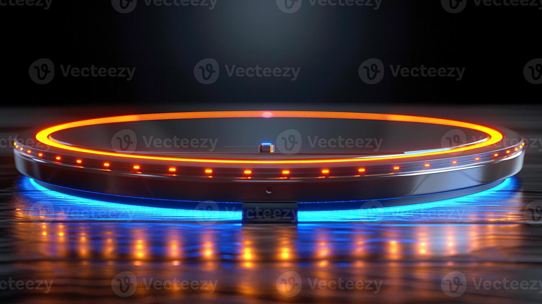 AI generated a circular object with glowing lights on it photo