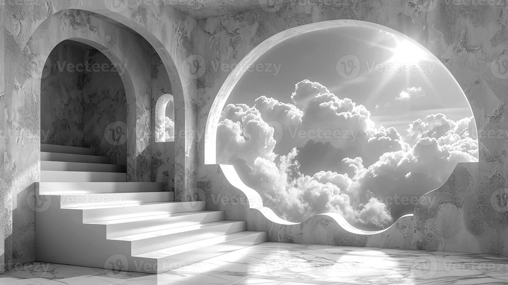 AI generated 3d illustration empty podium with abstact background very realistic front view mock up photo