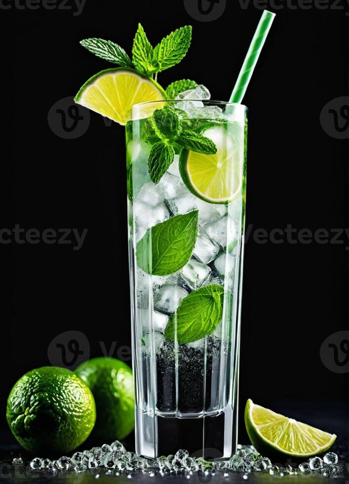 AI generated Mojito non-alcoholic cocktail photo