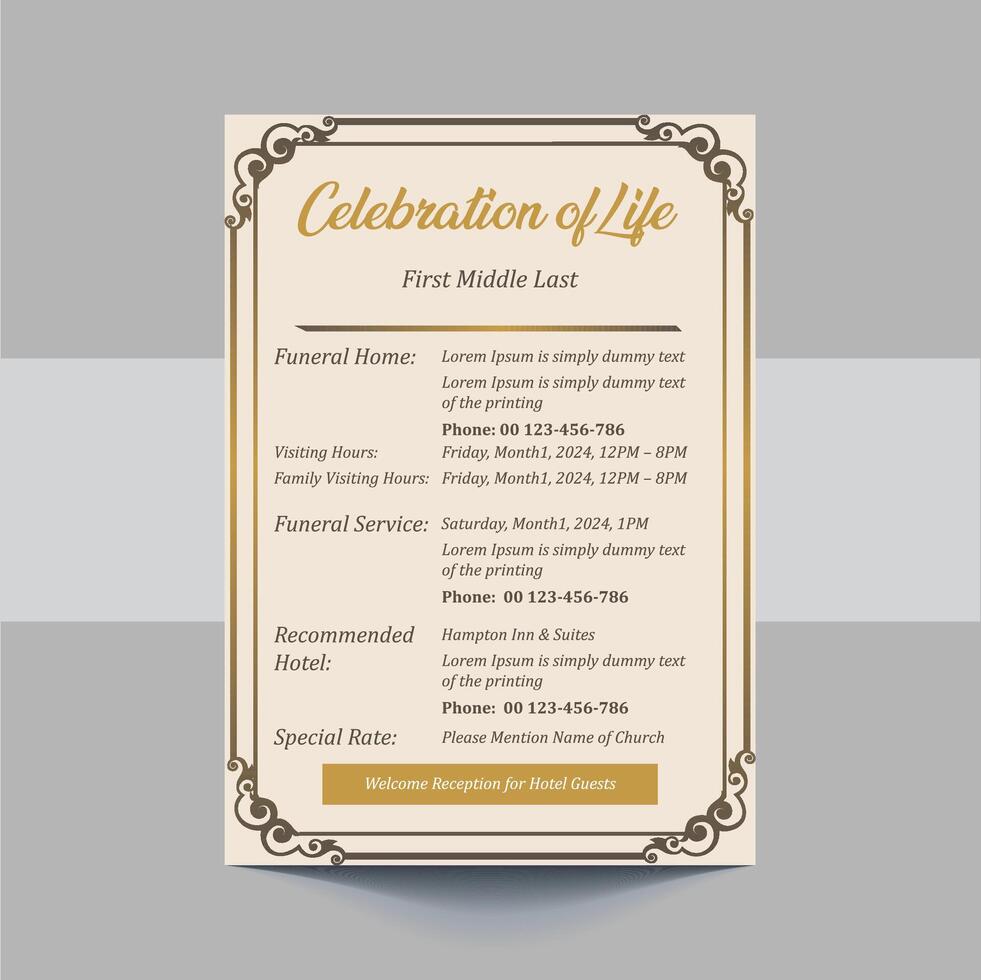 Elegant event flyer with luxury border or frame. Luxury vector background with light golden, luxury cover, invitation template, wedding card, menu design, note book others.