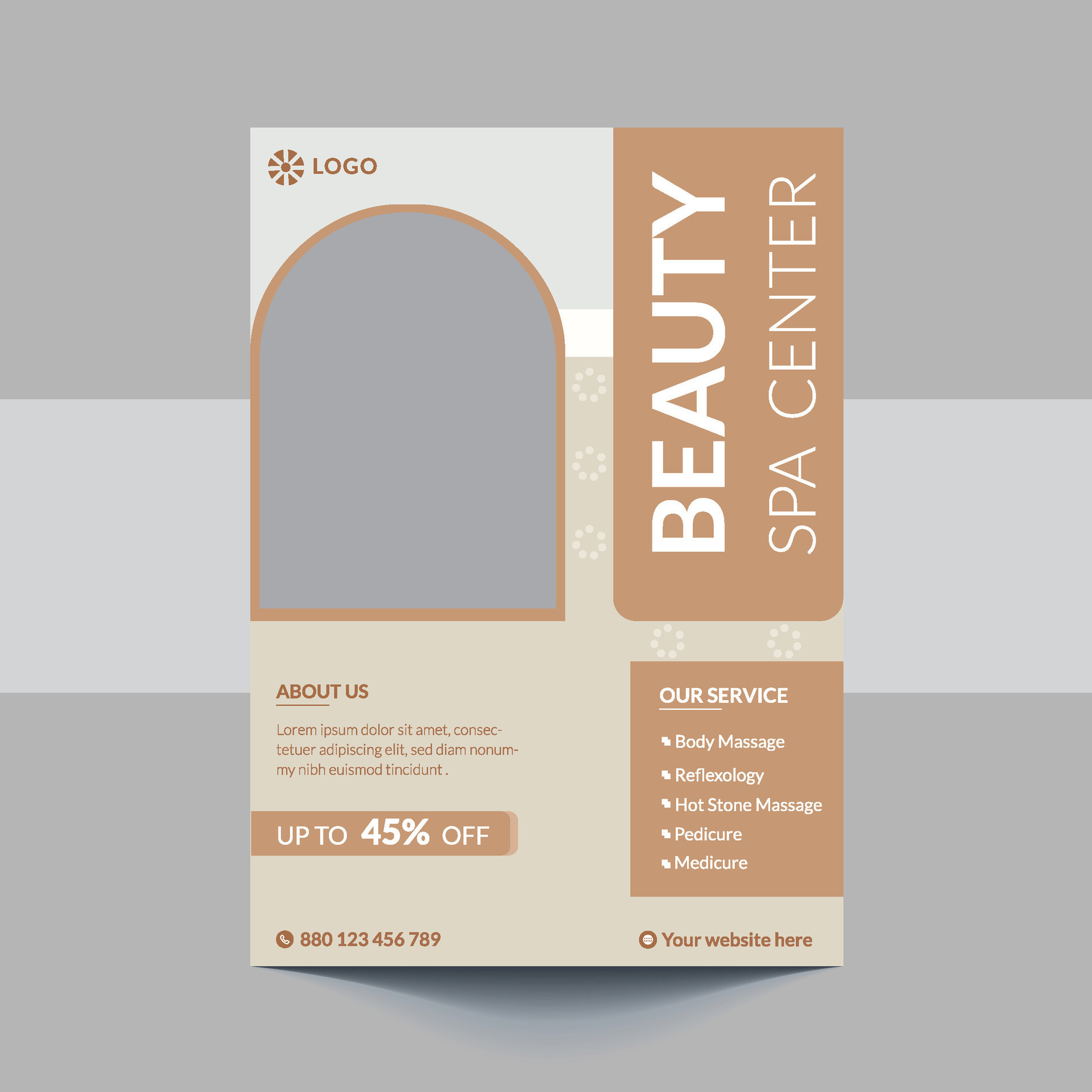 Spa Flyer Template design with simple elegant and stylish design with