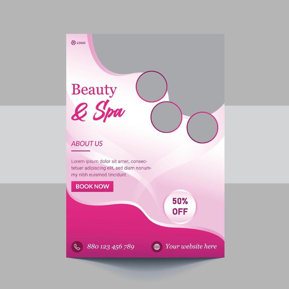 Spa Flyer Template design with simple, elegant and stylish design, with green and gold color combination, suitable for brochure, flyer, invitation and other vector