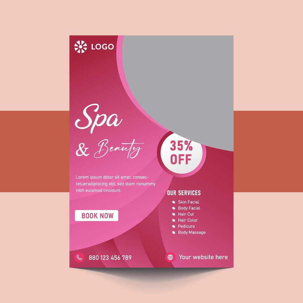 Spa Flyer Template design with simple, elegant and stylish design, with green and gold color combination, suitable for brochure, flyer, invitation and other vector