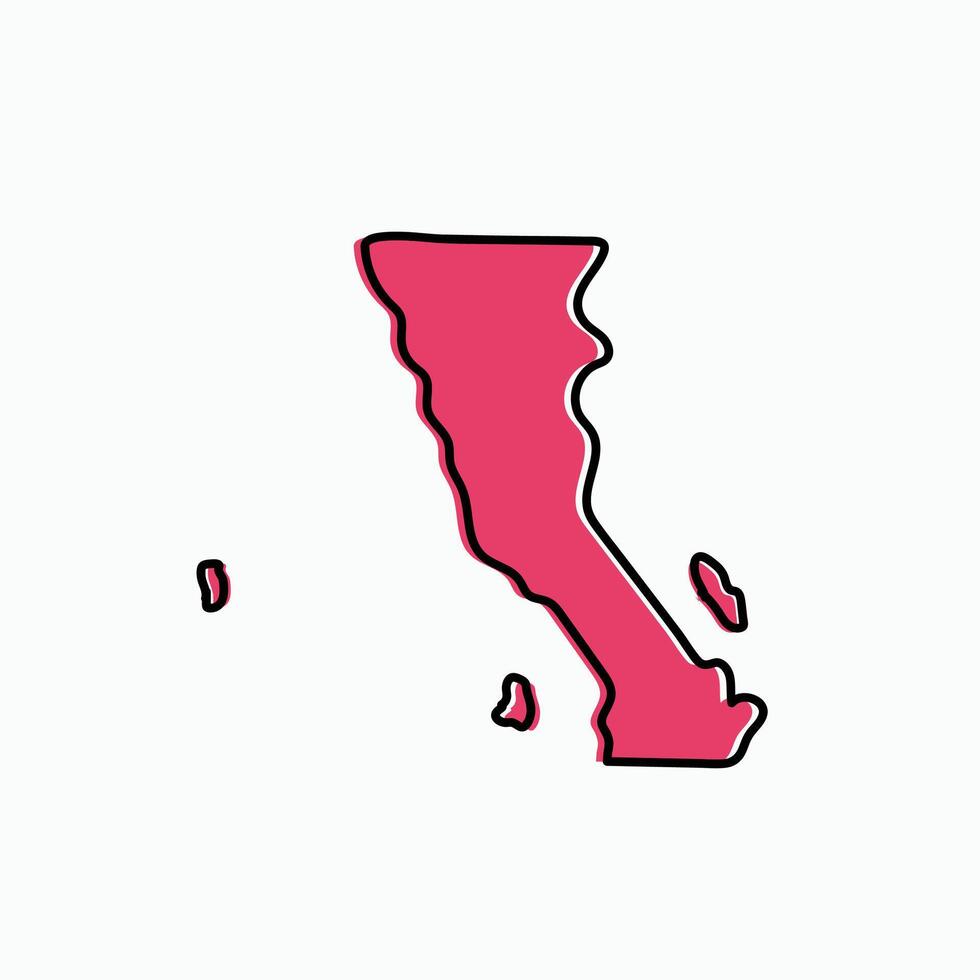baja california state map of United Mexican States vector