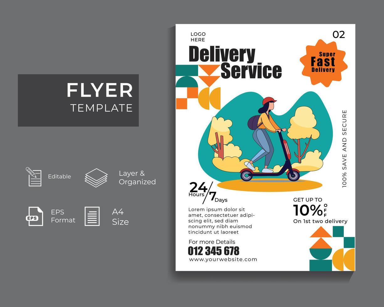 Delivery service flyer template. vector