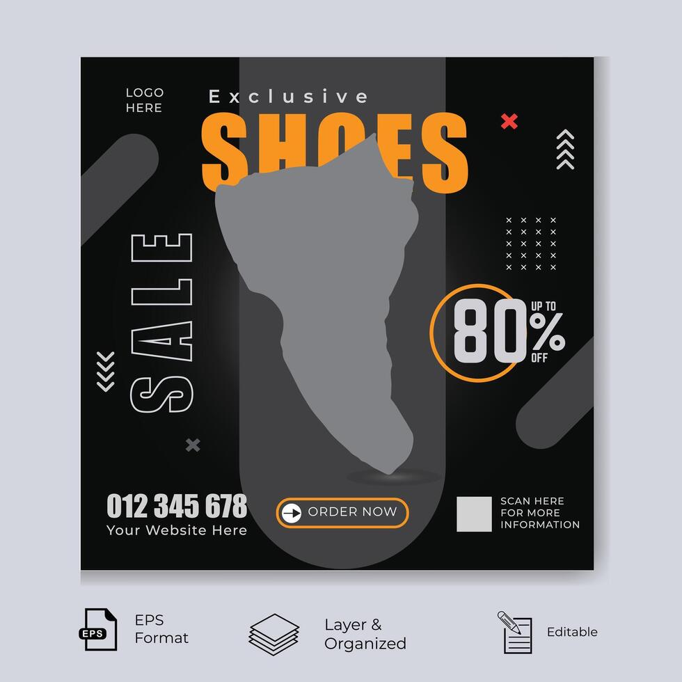 Shoes social media poster template vector free download