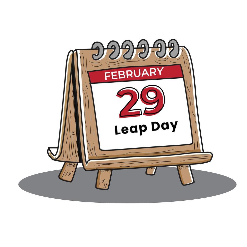 Leap day .29 february happy leap day with wooden calendar vector illustration