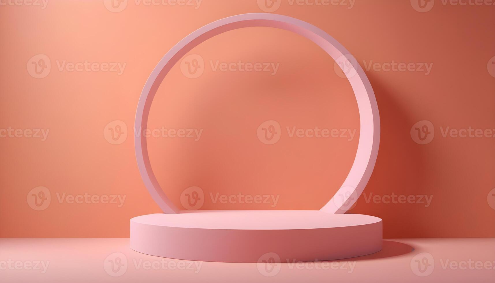 AI generated 3d render of a pink pedestal on a pink background photo