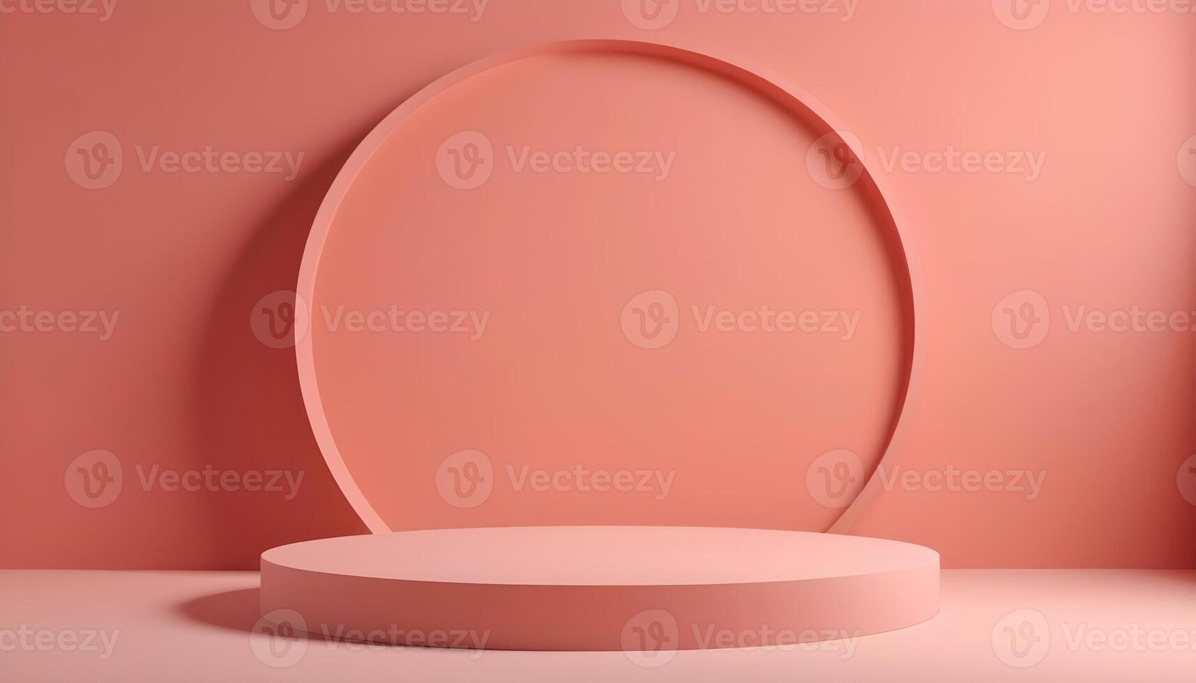 AI generated 3d render of a round oval stage with a pink wall photo