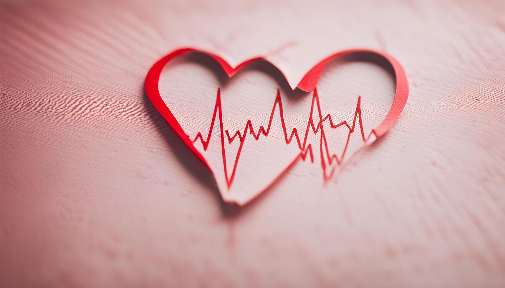 AI generated heartbeat of love - red heart shape with heartbeat line photo