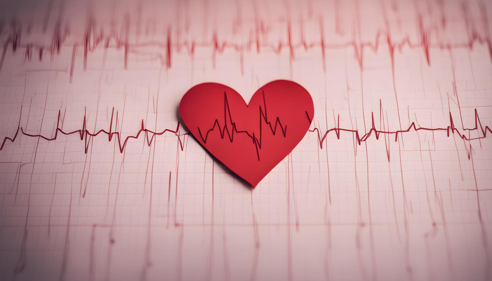 ai generado un rojo corazón es mostrado en un latido del corazón línea foto