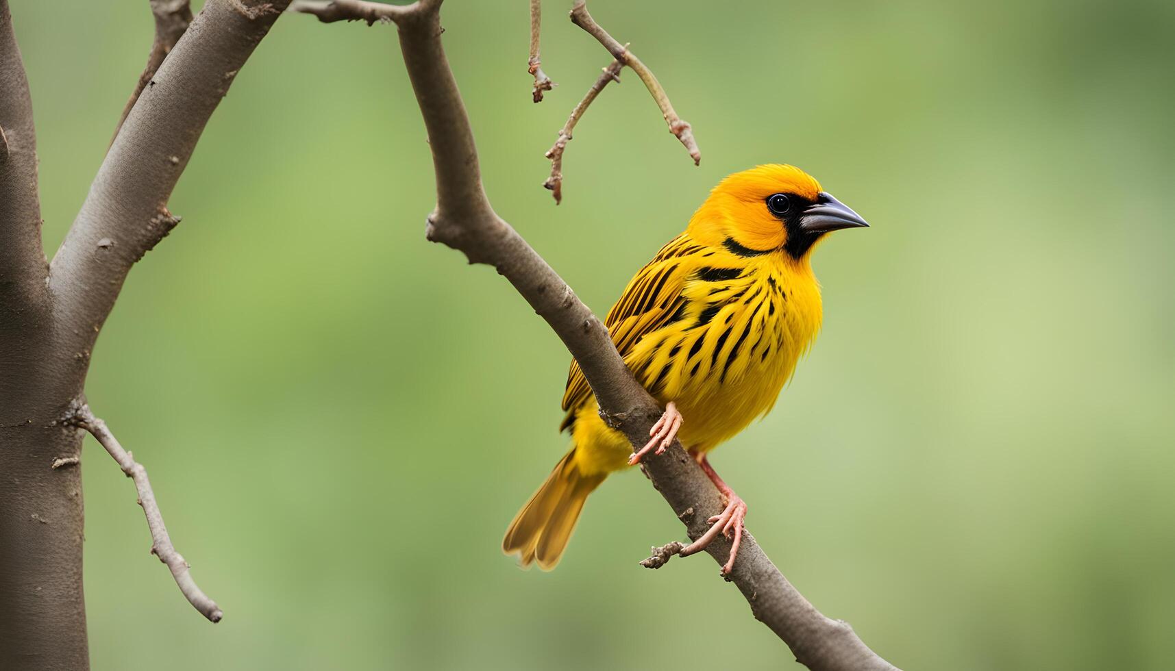AI generated a yellow bird sitting on a branch photo