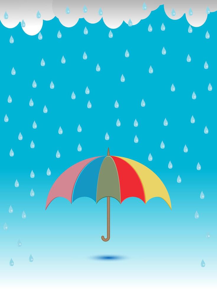 umbrella and rain vector