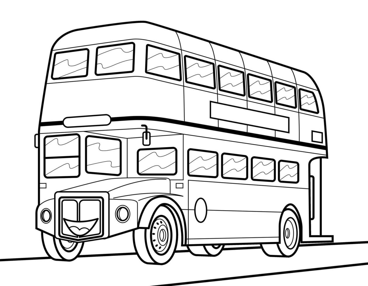 dibujos animados autobús ilustración. vector autobús ilustración para colorante libro