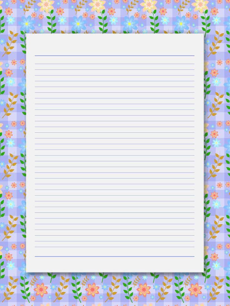 Blank note paper over floral background vector