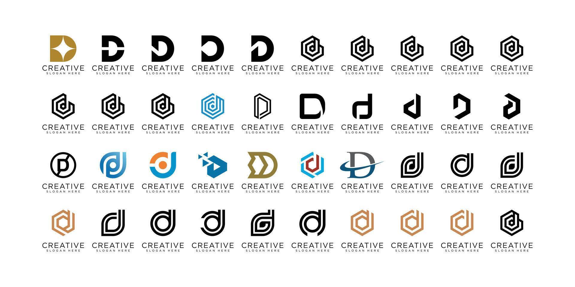 Set of creative letter D logo design template vector