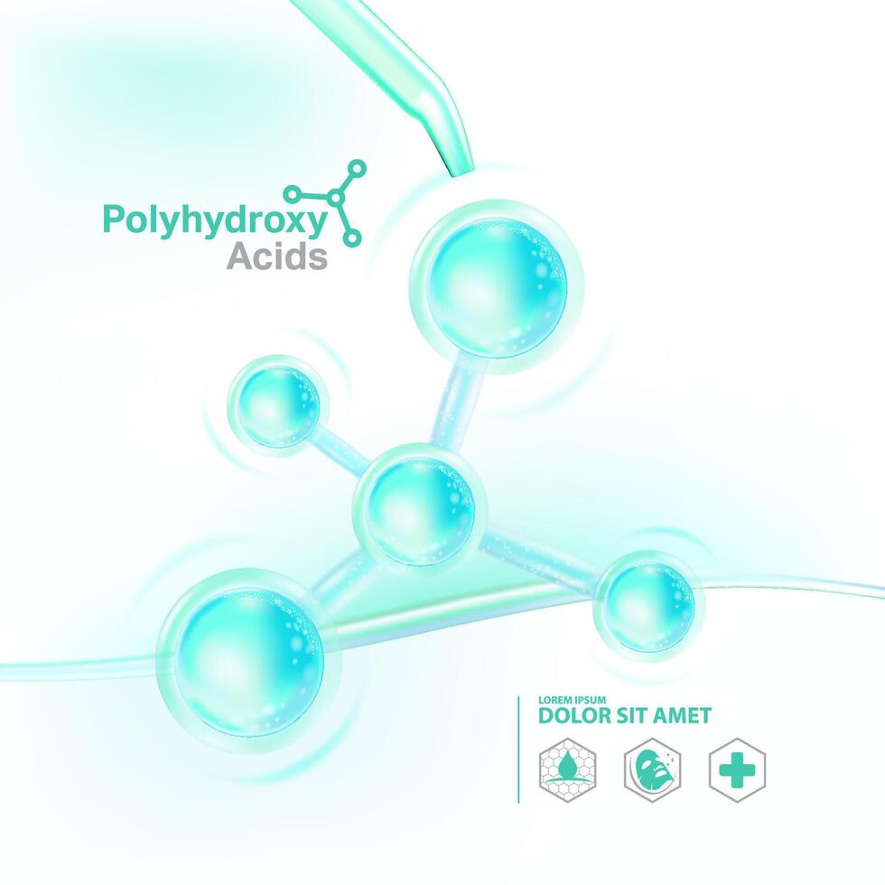 Polyhydroxy acids ,PHA serum Skin Care Cosmetic, vector