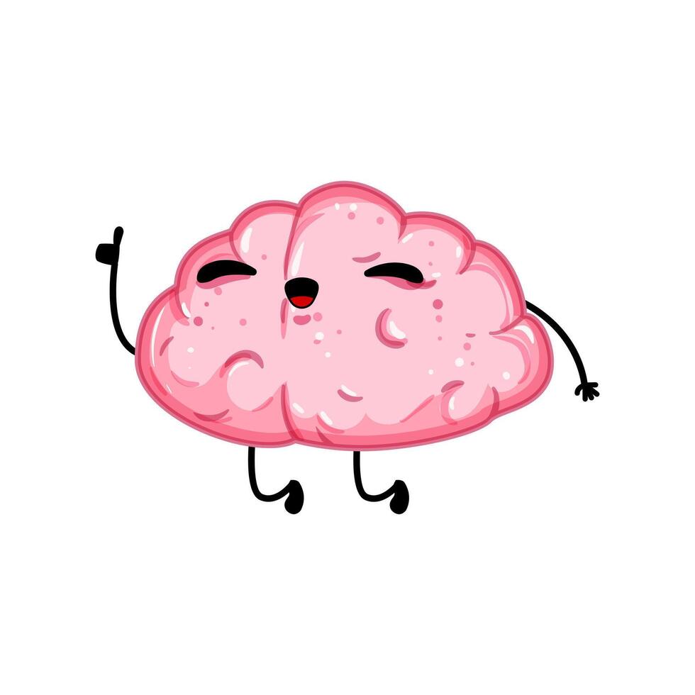 mind brain character cartoon vector illustration