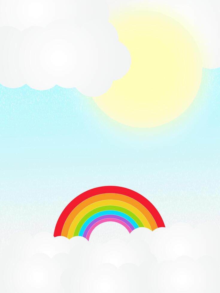 Blue sky with rainbow and cloud background vector