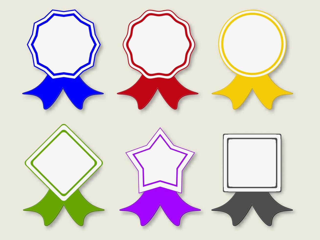 set simple badge with ribbon vector