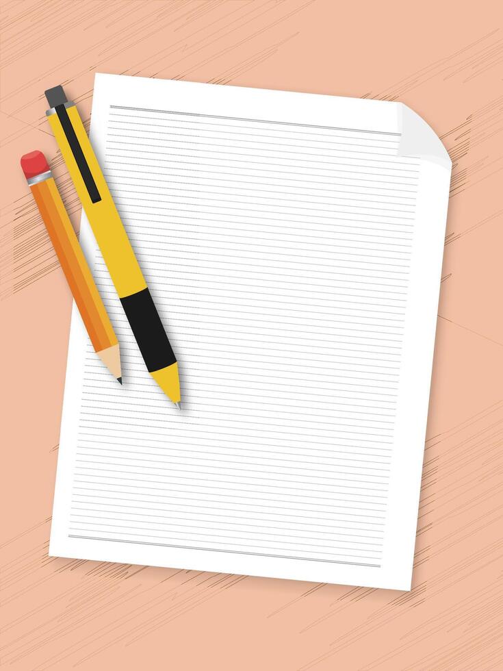 Writing paper sheets with text with pen and pencil vector