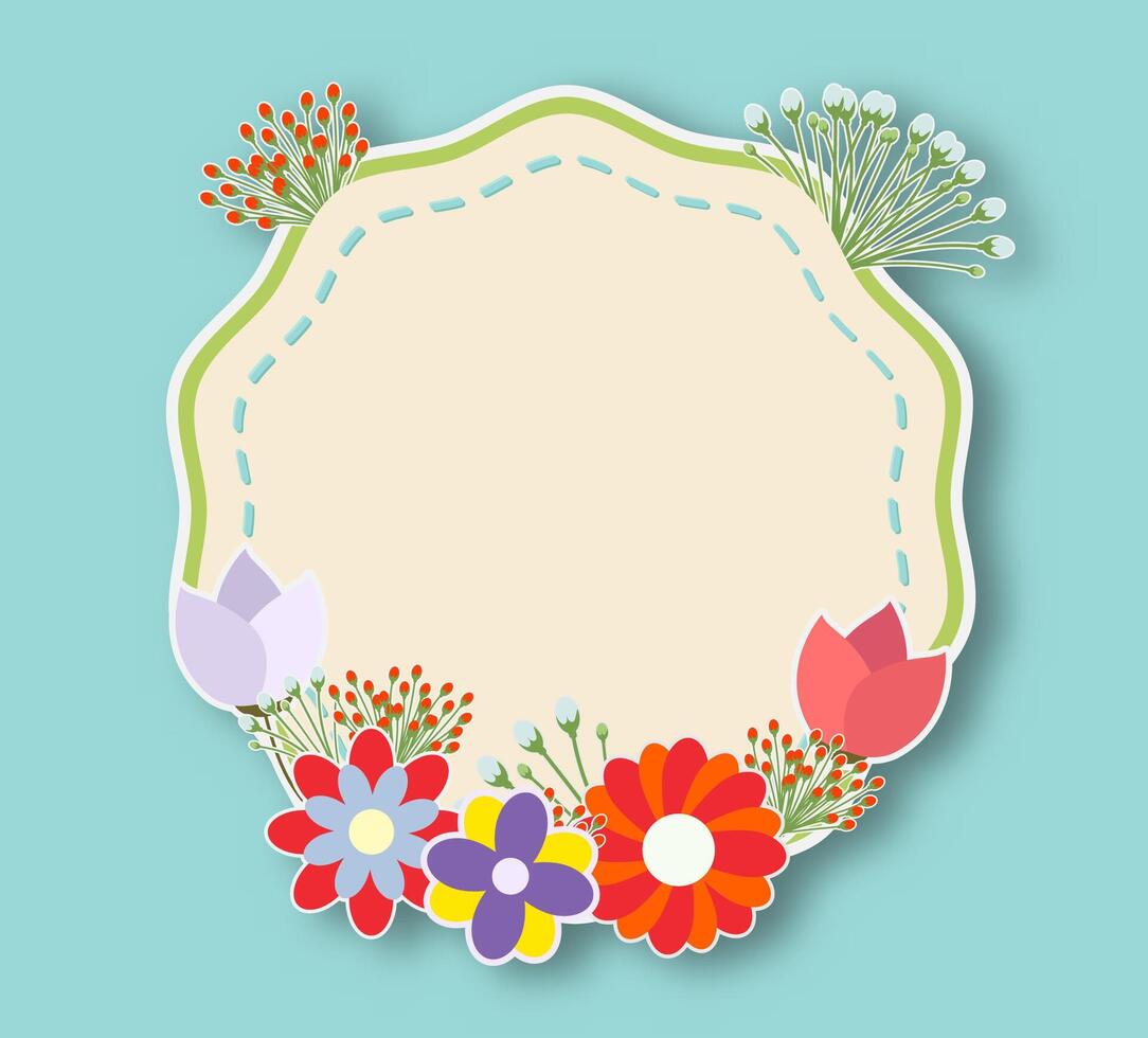 Round flower frame Elegant floral with text space vector