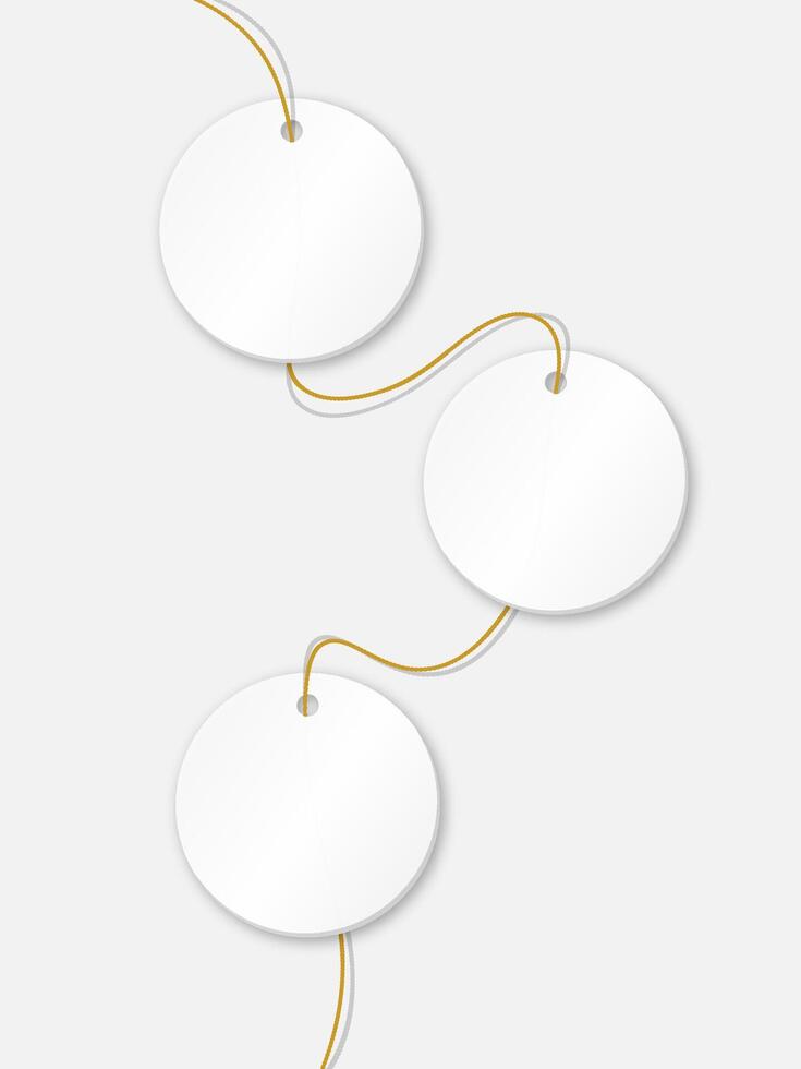 Blank white round label with connected string vector