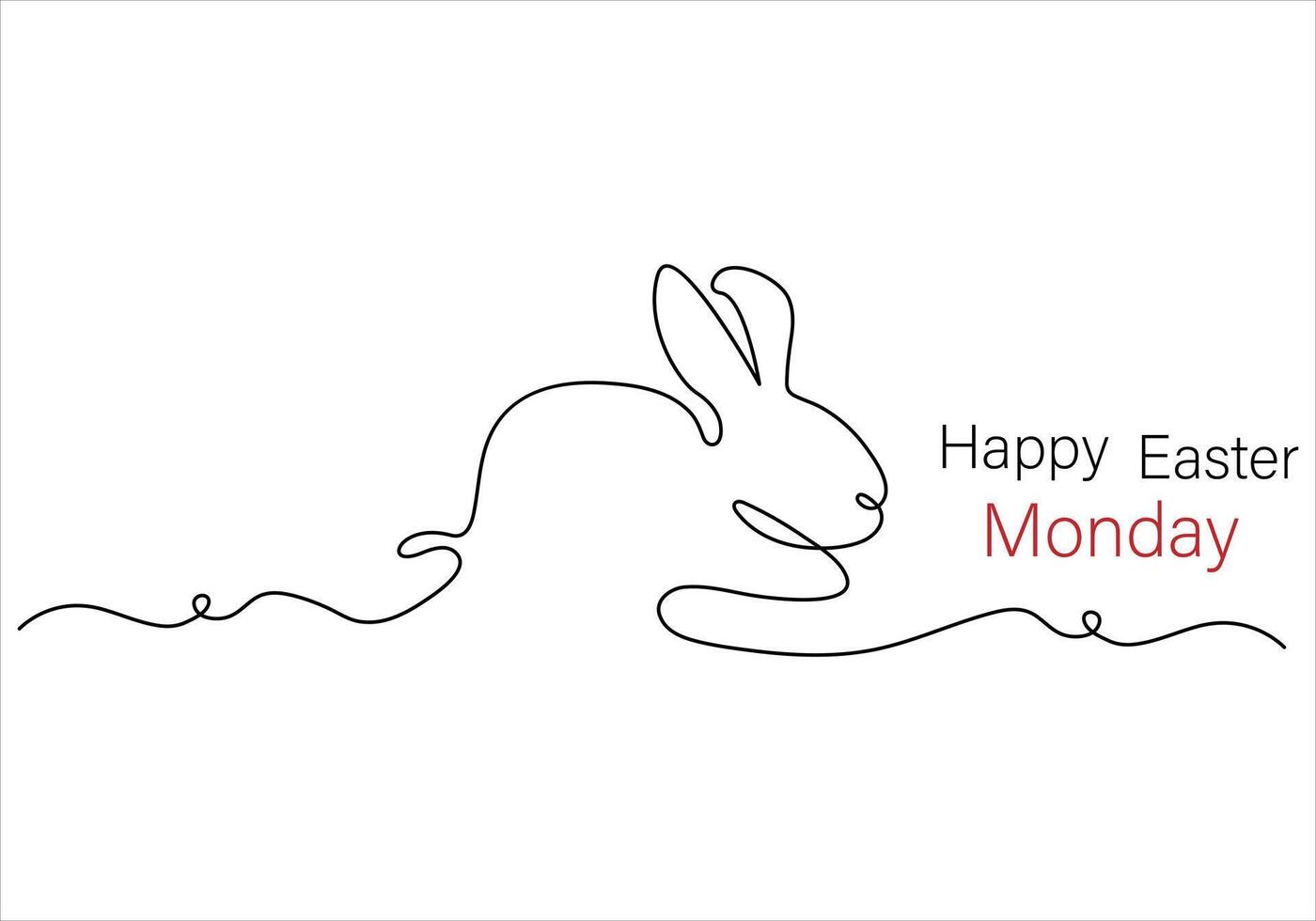 Continuous one line drawing of easter monday out line vector art illustration