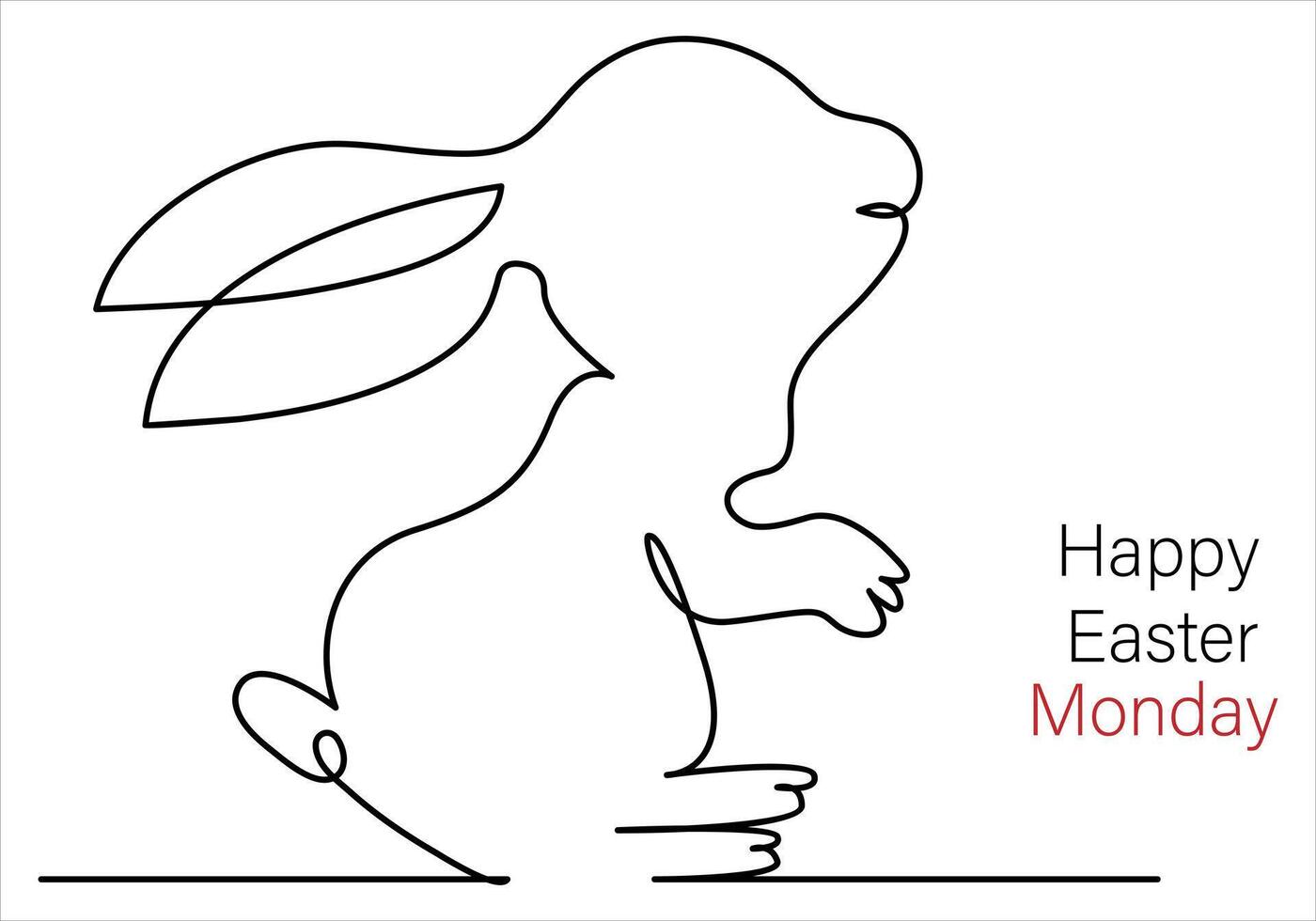Continuous one line drawing of easter monday out line vector art illustration