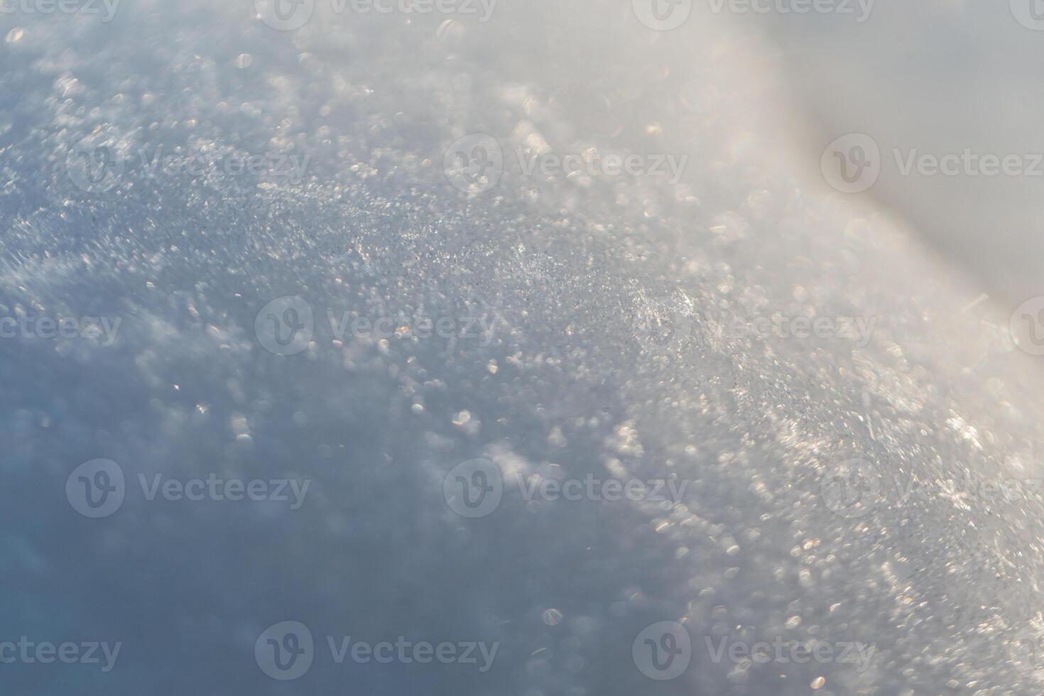 Beautiful snow texture macro. Snowy field. Freezing photo