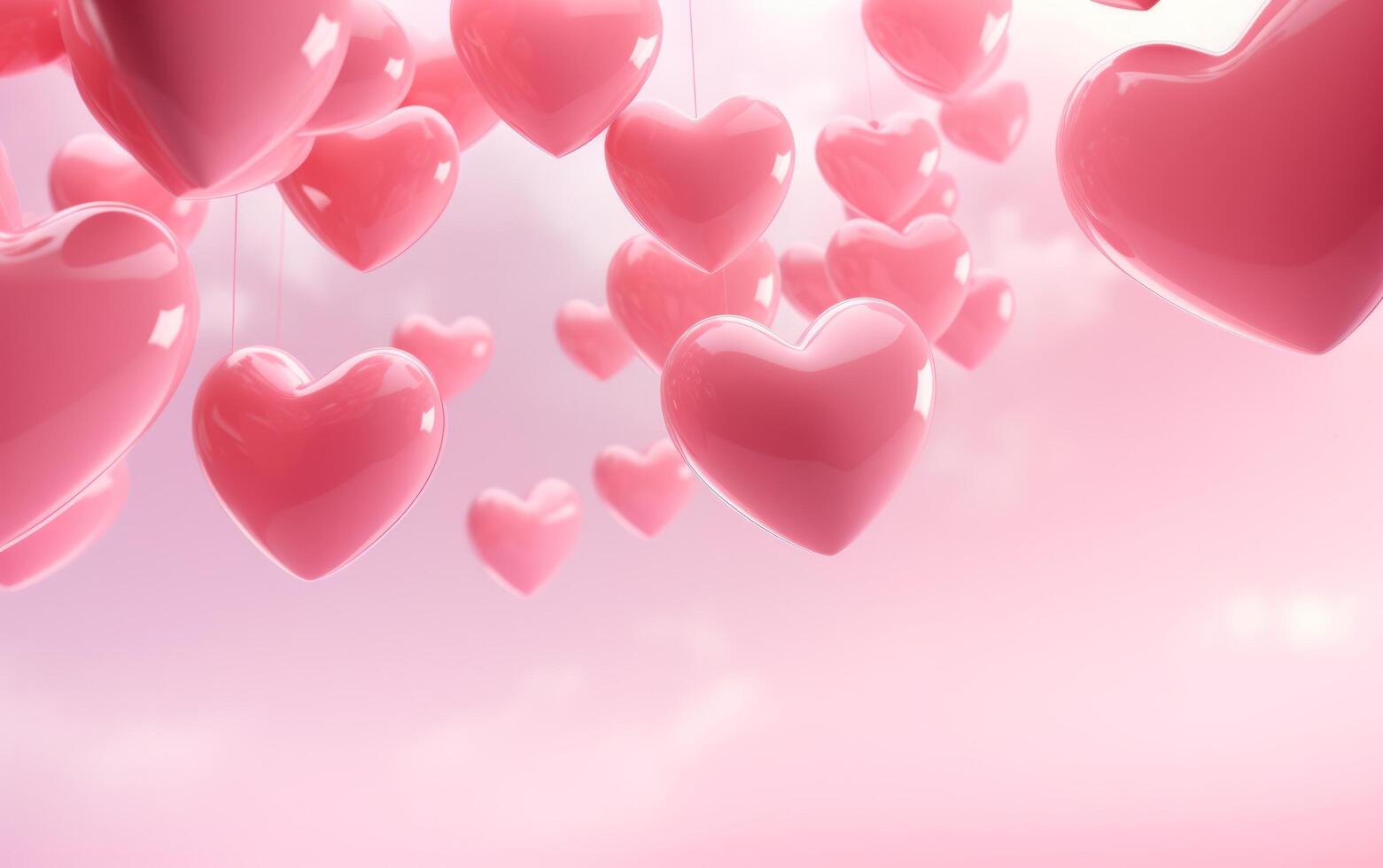 AI generated a pink background with a bunch of hearts flying up in the air photo