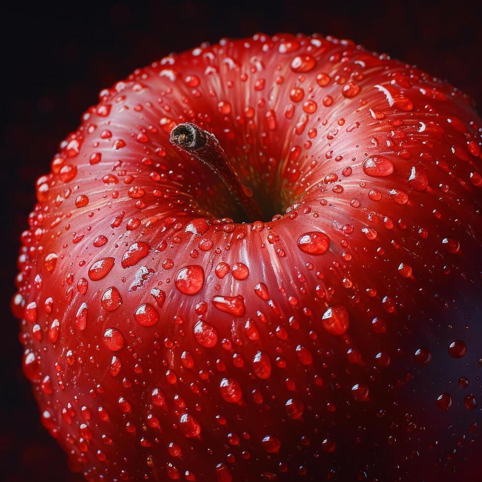 AI generated Red Apple With Water Drops photo