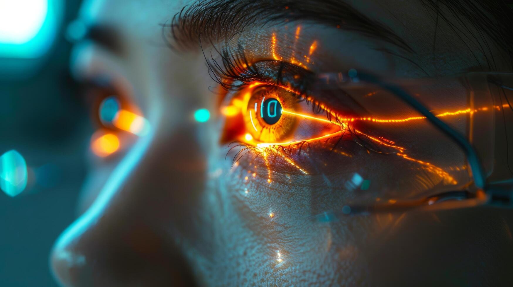 AI generated Persons Eye Being Examined With Microscope photo