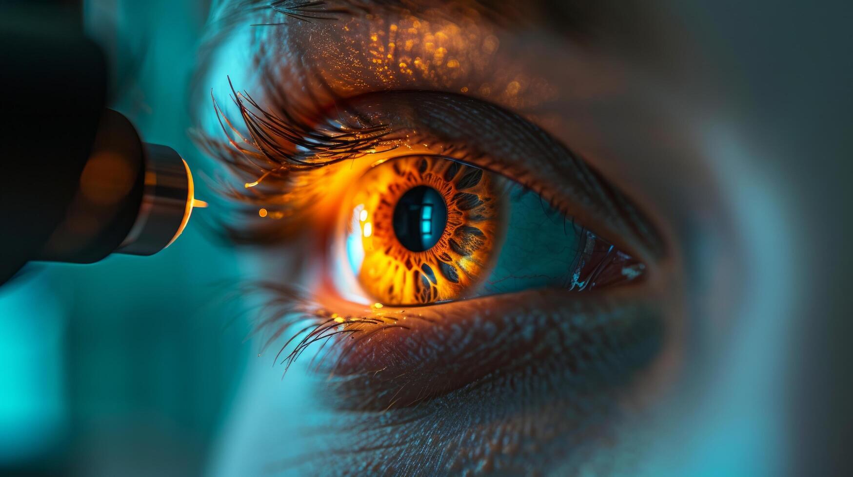 AI generated Persons Eye Being Examined With Microscope photo