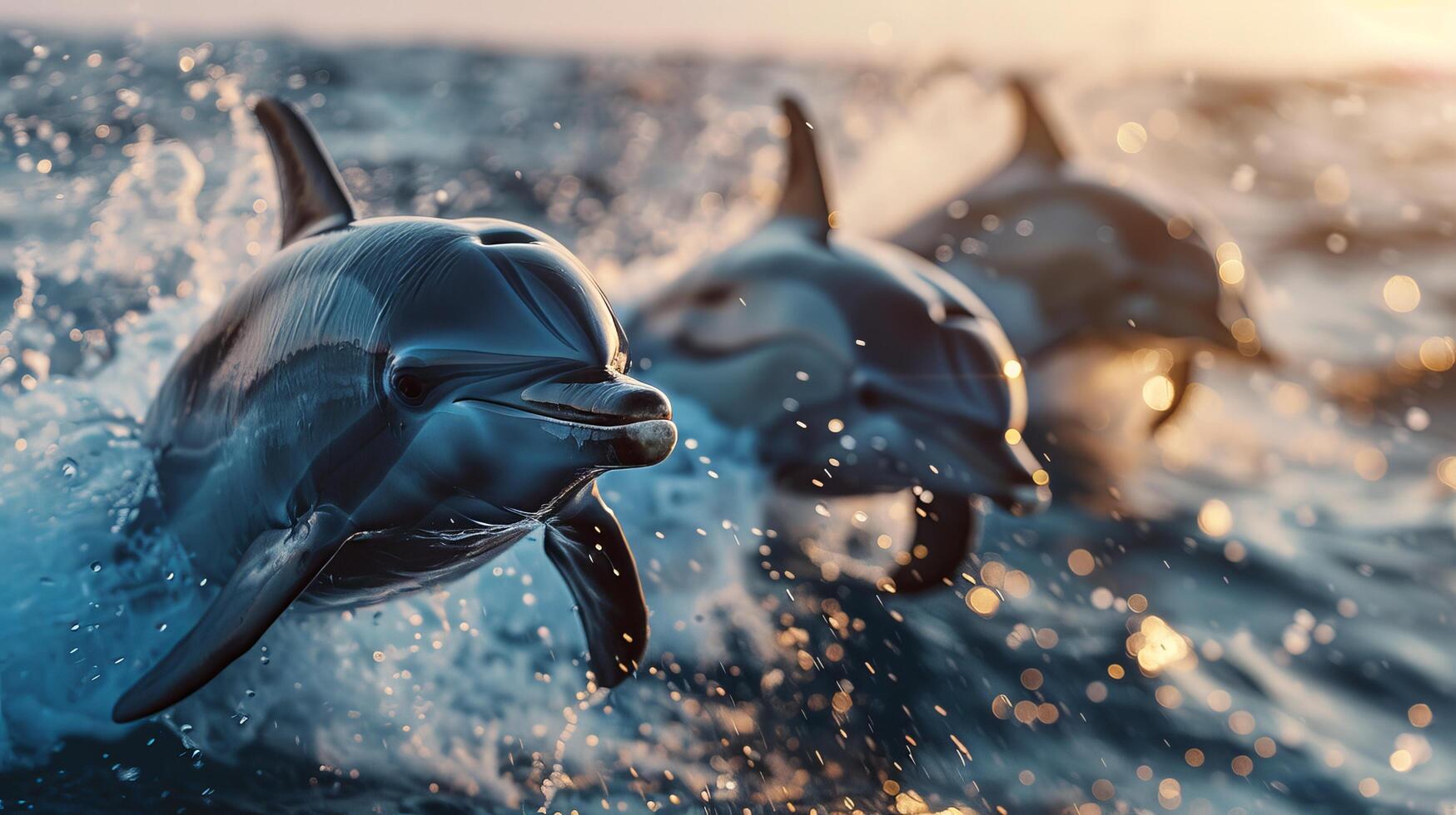 AI generated Group of Dolphins Swimming in the Ocean photo