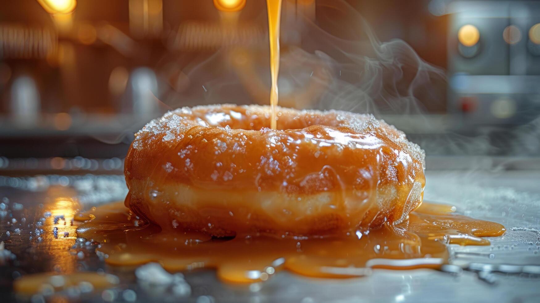 AI generated Glazed Donut Being Poured With Syrup photo