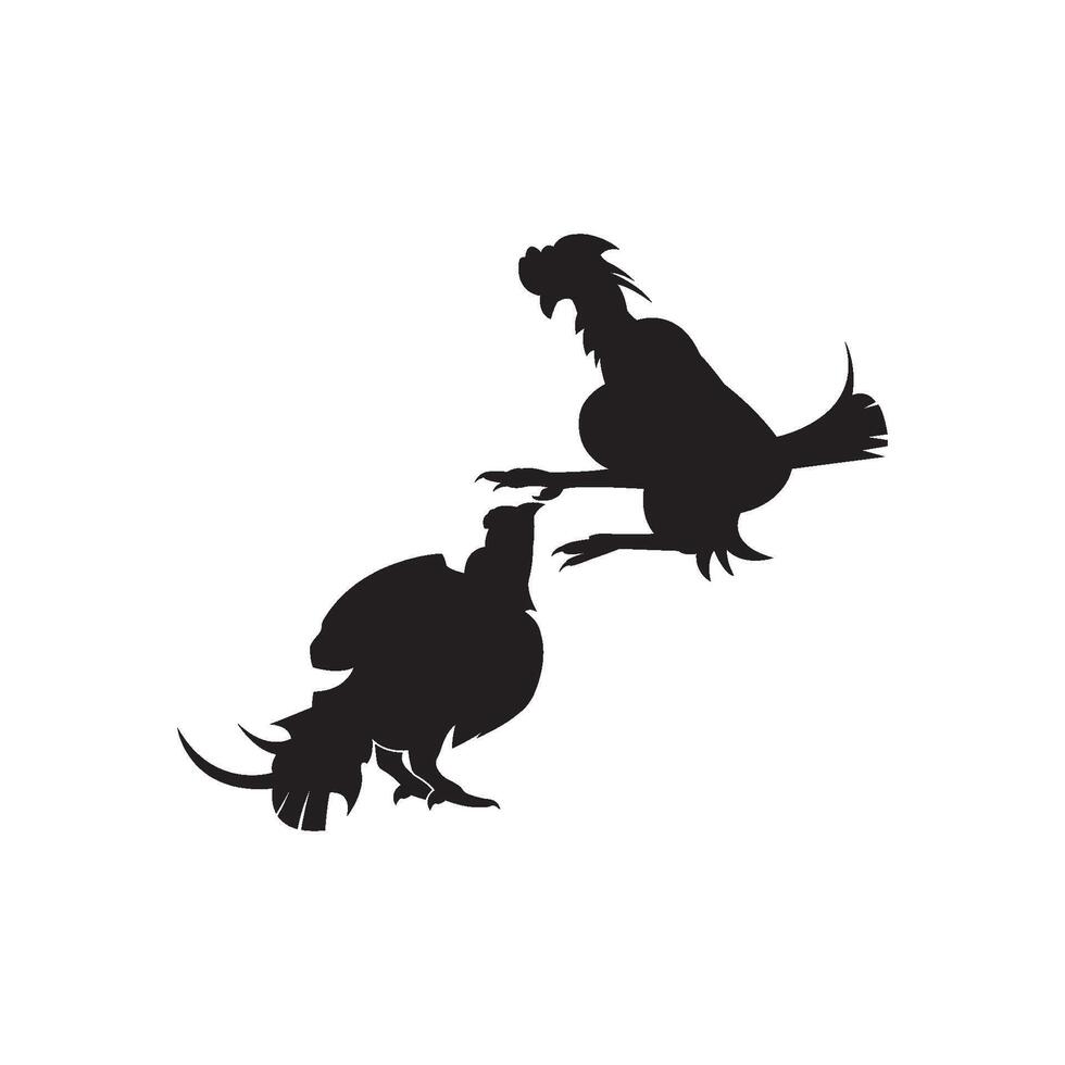 siluetas de luchando gallos. vector ilustración aislado en blanco antecedentes