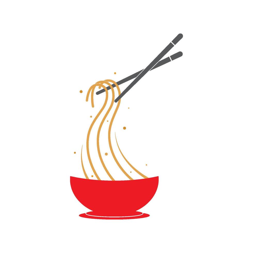 Noodle bowl logo template. Chinese food vector design. Ramen noodles illustration