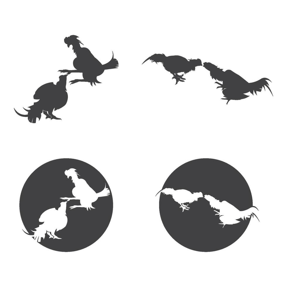 Silhouettes of fighting cocks. Vector illustration isolated on white background