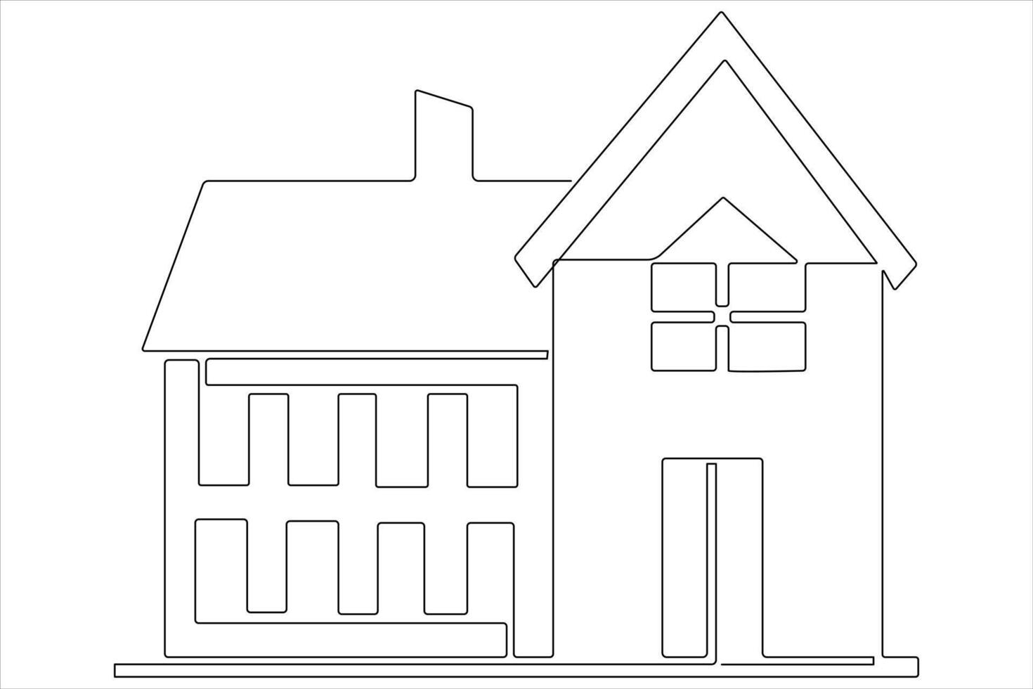 Continuous single line art drawing of a house vector