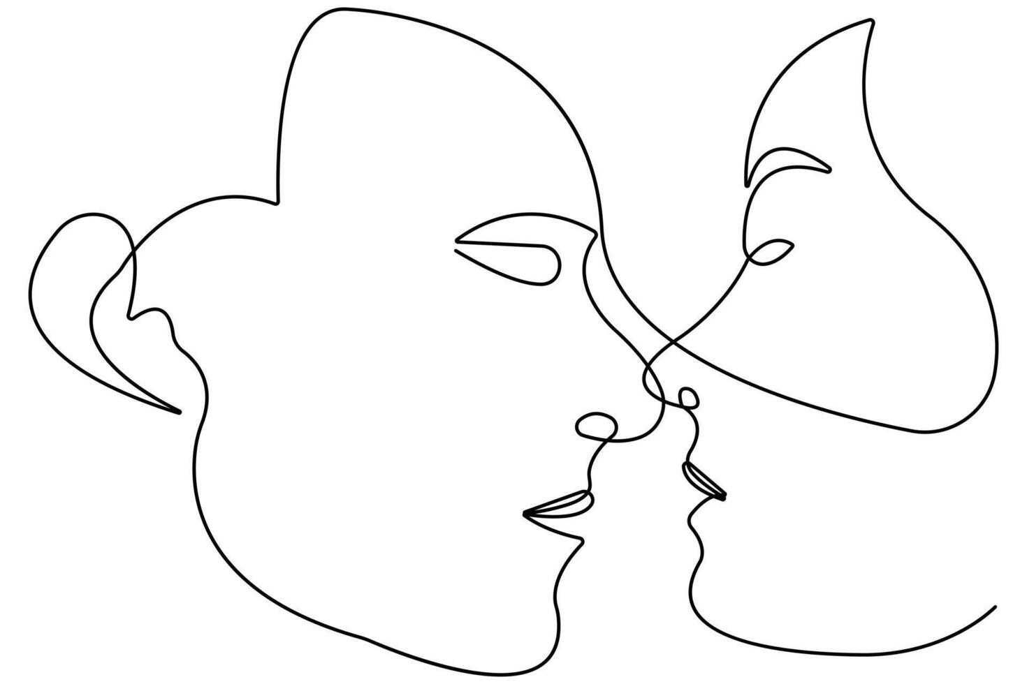 Kiss day continuous one line art drawing of kiss icon outline vector art illustration