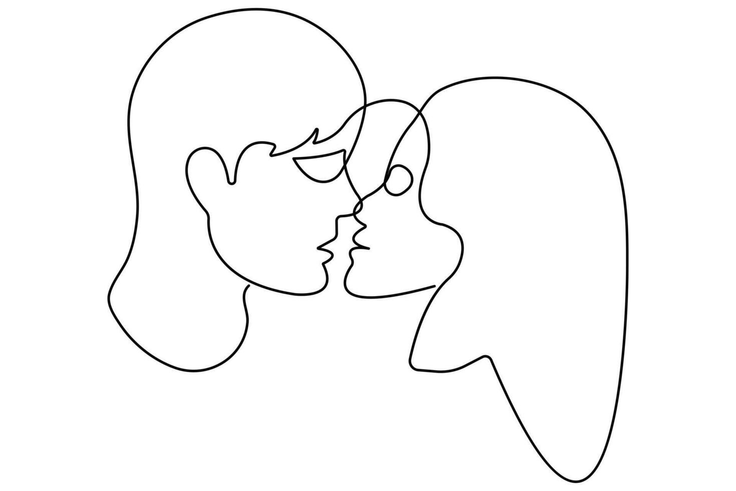 Kiss day continuous one line art drawing of kiss icon outline vector art illustration