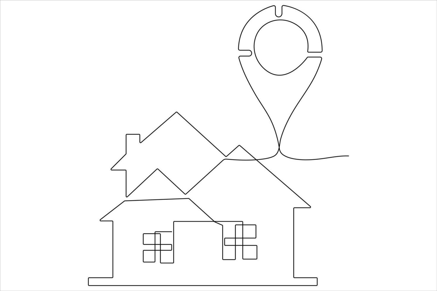 Continuous single line art drawing of a house vector