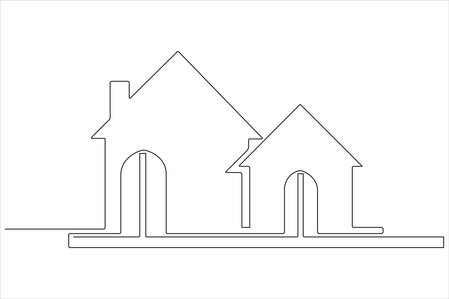 Continuous single line art drawing of a house vector