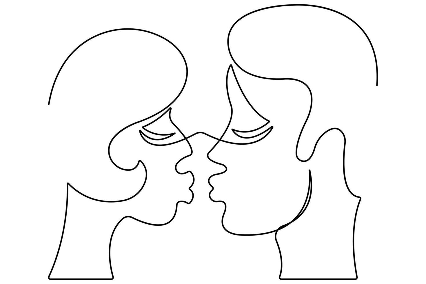 Kiss day continuous one line art drawing of kiss icon outline vector art illustration