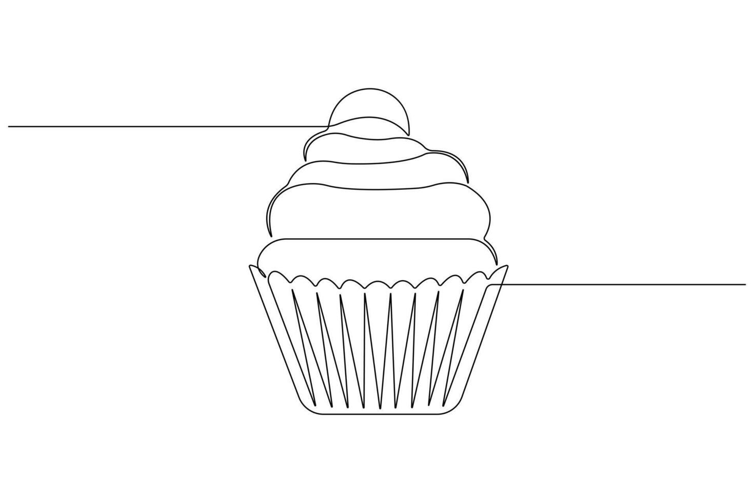 Continuous one line art drawing of birthday cake with cream, candle birthday party symbol of celebration vector