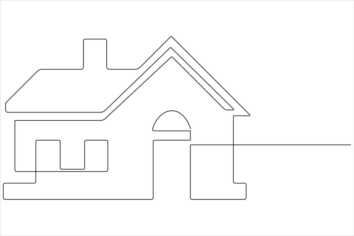 Continuous single line art drawing of a house vector