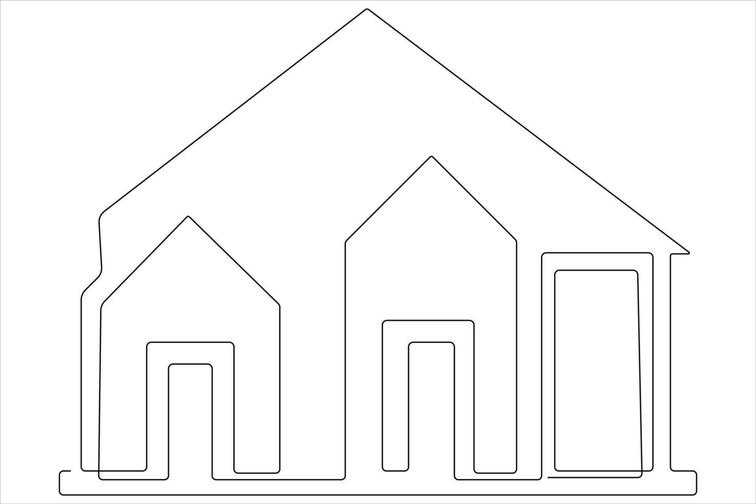 Continuous single line art drawing of a house vector