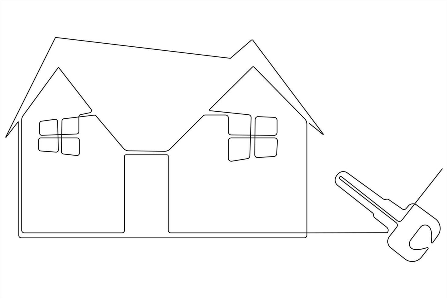 Continuous single line art drawing of a house vector