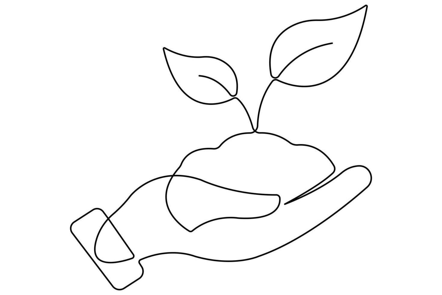 Continuous single line art drawing of plant can be for plants, agriculture, seeds outline vector